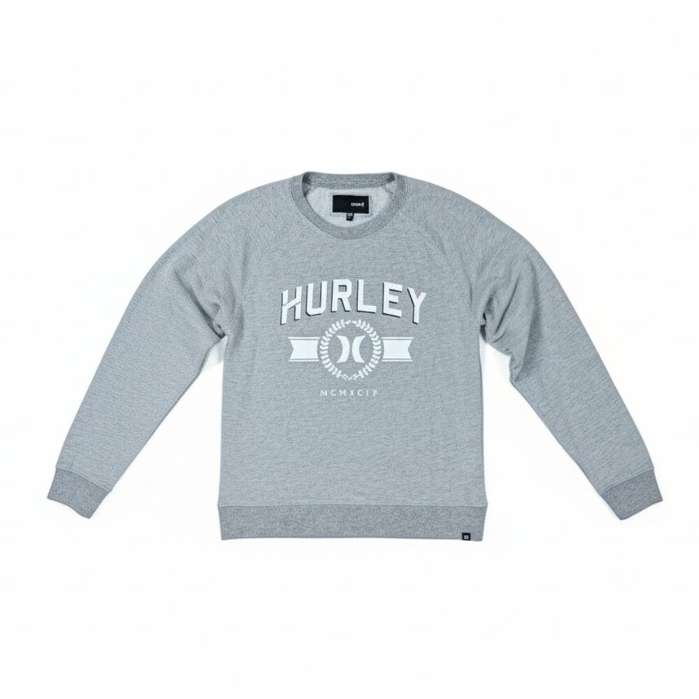 Hurley Women's Grey Crewneck Sweatshirt Pullover Jumper Graphic Logo Size XS